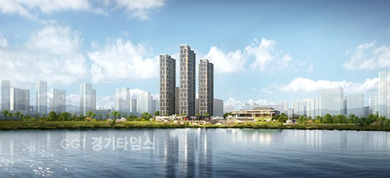 광교 최중심 호수공원 앞에서 주거•문화•상업시설까지 다 누린다....한화건설의 광교신도시 주거명작 '광교 컨벤션 꿈에그린'...주경 투시도 ⓒ경기타임스