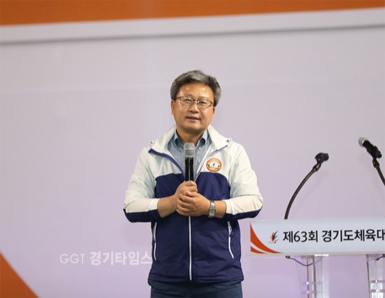 화성시가 제63회 경기도체육대회...채인석 화성시장의 횐송사ⓒ경기타임스