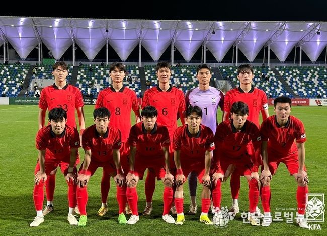 호주와의 WAFF U-23 챔피언십 결승에 선발로 나선 선수들의 모습.