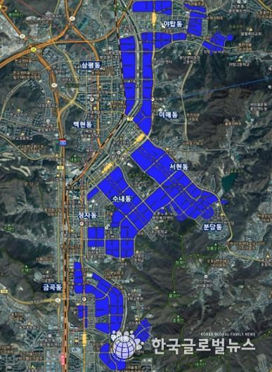 분당구청-토지거래계약 허가구역 지형도면