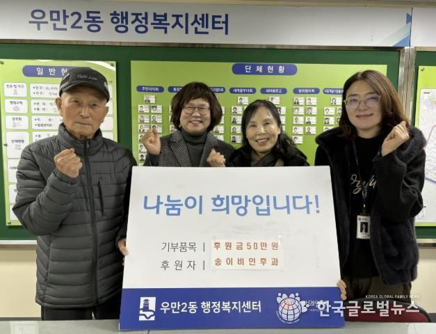 송이비인후과, 수원시 팔달구 우만2동에 관내 취약계층을 위한 후원금 50만원 기부