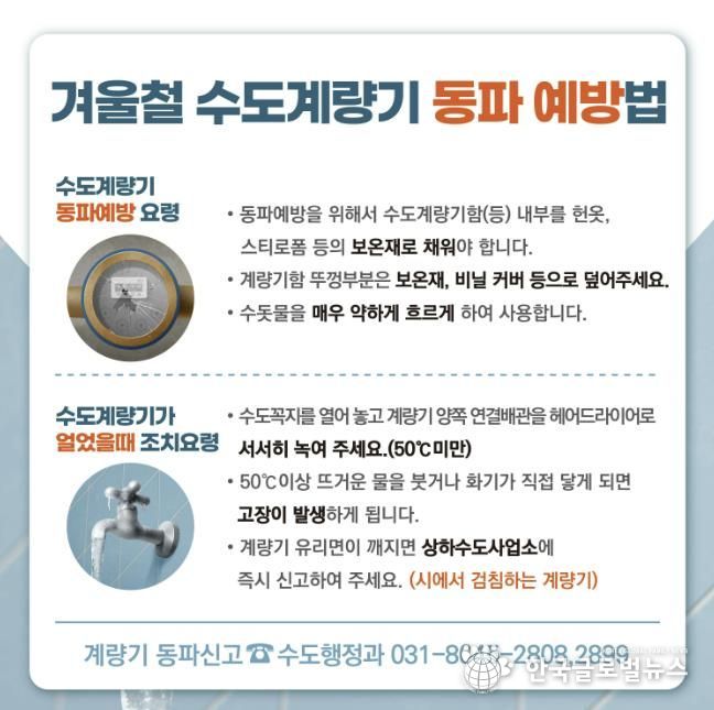 안양시, 겨울철 수도계량기 동파 방지 총력