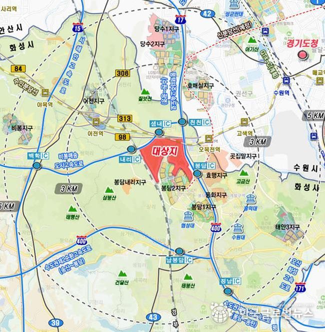 봉담3공공주택지구 위치도