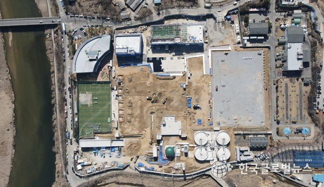 6월 용인에코타운조성사업 준공을 앞두고 마무리 공사가 진행되고 있는 용인레스피아 전경